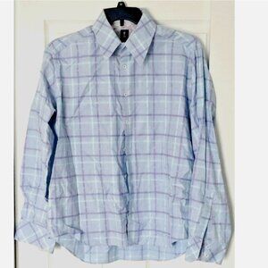1 Like No Other Men's Blue Tattersall Dress Shirt Contrast Cuffs Size 3 L ~ 16.5